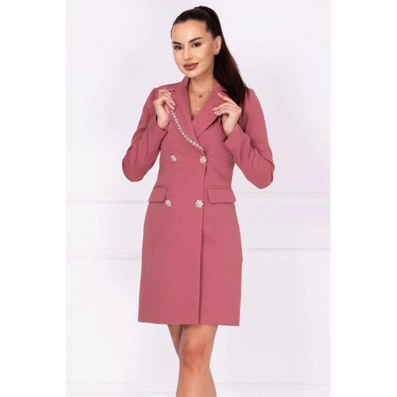 Rochie de ocazie roz tip sacou Nadina decorata cu strassuri