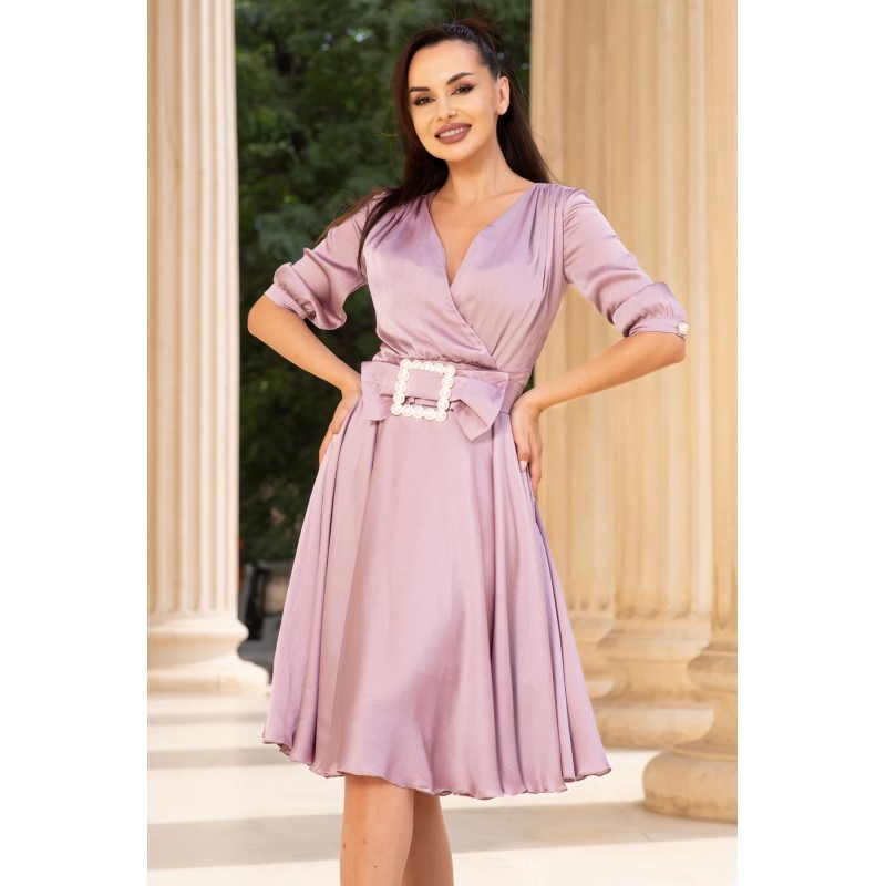 Rochie de ocazie Pretty Girl lila in clos cu cordon tip funda