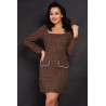 Rochie de ocazie Raissa maro din tweed cu perlaje decorative