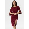 Rochie de ocazie midi Daria bordo decorata cu margele