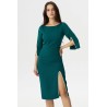 Rochie de ocazie midi Daria verde decorata cu margele