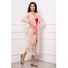 Rochie de plaja crem lunga cu broderie
