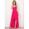 Rochie eleganta de seara Xara fucsia asimetrica plisata
