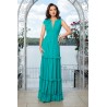 Rochie de seara turquoise cu volane