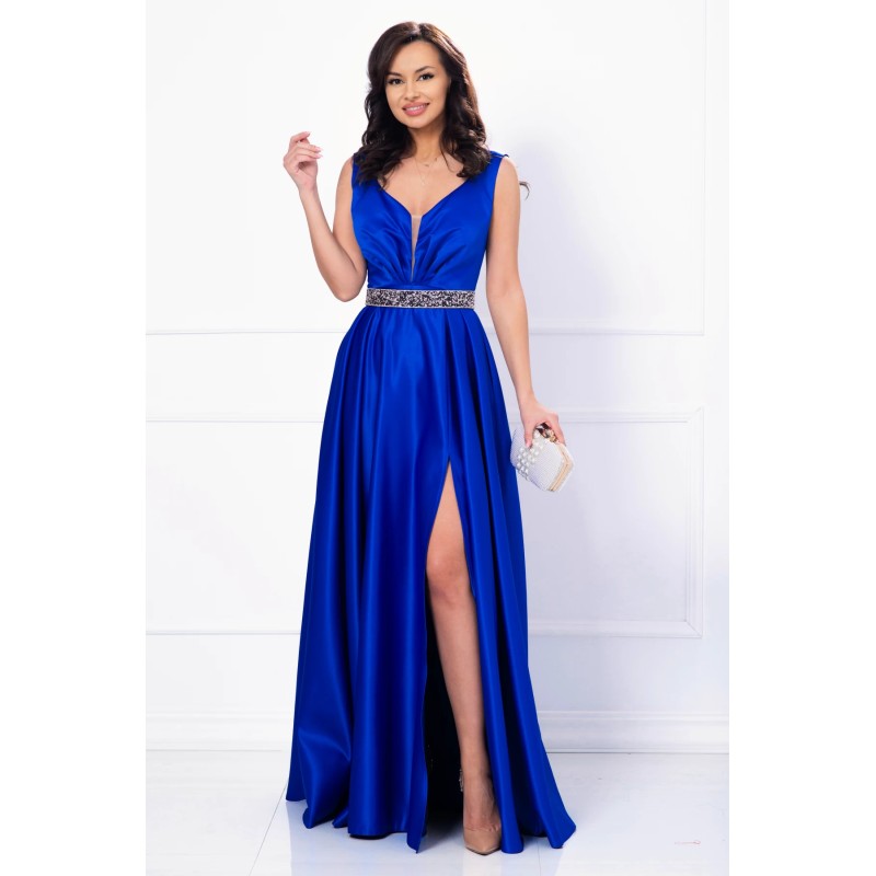 Rochie lunga eleganta din tafta albastru royal Camila