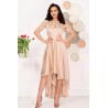 Rochie de ocazie nude asimetrica cu broderie pretioasa