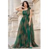 Rochie pretioasa Josephine verde cu imprimeu tip pictura