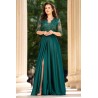 Rochie de seara lunga verde Lucrezia din tafta cu broderie