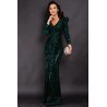 Rochie de seara eleganta Clarisse tip sirena din paiete verzi
