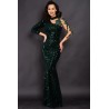 Rochie de seara verde din paiete Agathe cu broderie aplicata