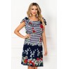 Rochie de vara Kaya cu imprimeu in dungi si volan decorativ