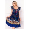 Rochie Venezia lejera albastra cu decupaj la spate si imprimeu floral