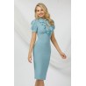 Rochie eleganta Pretty Girl conica mint cu jabou la gat si maneca scurta