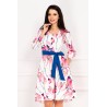 Rochie InPuff de zi ecru in clos cu imprimeu floral lalele