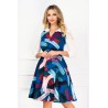 Rochie InPuff de zi in clos cu print multicolor si maneci din voal