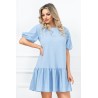 Rochie de vara lejera Anna bleu cu volan amplu