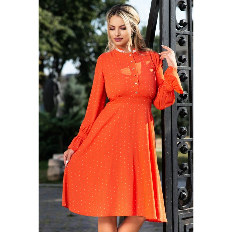 Rochie portocalie cu buline Moze