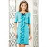 Rochie Fofy turquoise volan si brosa