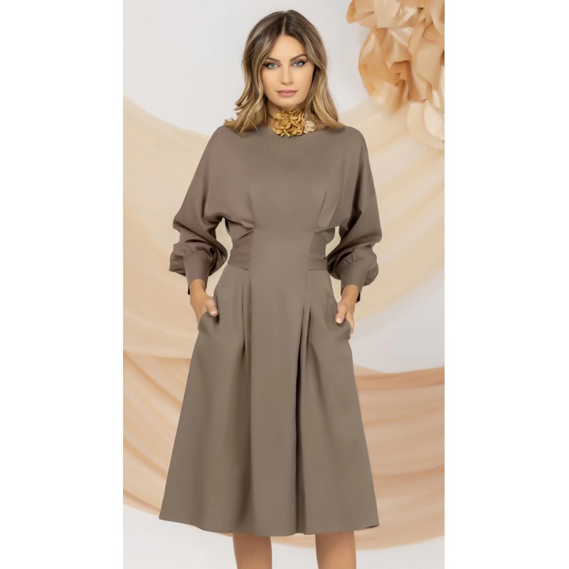 Rochie cafenie Pretty Girl de zi din Lyocell