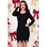 Rochie din tricot negru accesorizata cu perle si strassuri