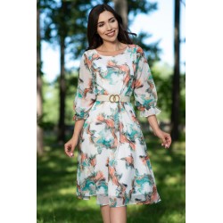 Rochie de zi in clos Adana din voal cu imprimeu tip pictura