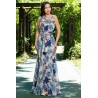 Rochie de zi din voal fin lunga cu imprimeu floral