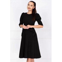 Rochie de zi in clos neagra Helene cu fundite decorative