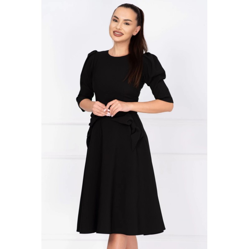 Rochie de zi in clos neagra Helene cu fundite decorative