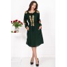 Rochie traditionala verde Fenicia cu broderie florala aurie