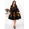 Rochie traditionala neagra Angelica cu floarea soarelui brodata