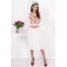 Rochie traditionala alba Malina din vascoza cu flori delicate brodate