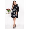 Rochie traditionala neagra Natasha cu flori brodate si maneci perforate