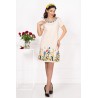 Rochie traditionala din in brodata cu flori multicolore