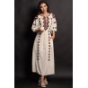 Rochie traditionala crem Coralia cu broderie cu simbolul rombului