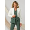 Sacou office Pretty Girl ecru-verde prafuit cambrat cu nasturi imbracati