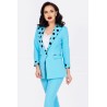 Sacou office baby blue cu mansete si rever cu buline