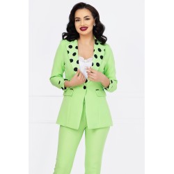 Sacou lime dama cu mansete si rever cu buline