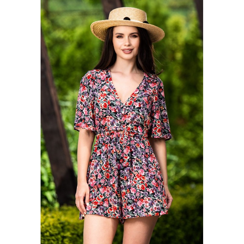 Salopeta de vara scurta cu imprimeu floral