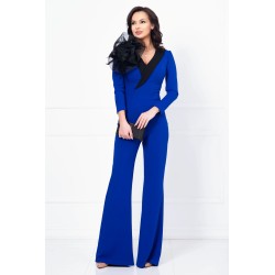 Salopeta eleganta albastru royal cu floare detasabila