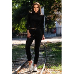 Trening cambrat negru din catifea cu umeri buretati