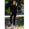 Trening cambrat negru din catifea cu umeri buretati