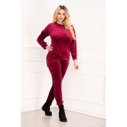 Trening asimetric din catifea bordo Amelia By InPuff