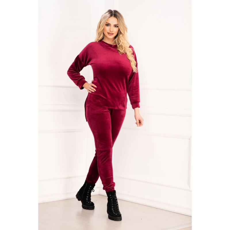 Trening asimetric din catifea bordo Amelia By InPuff