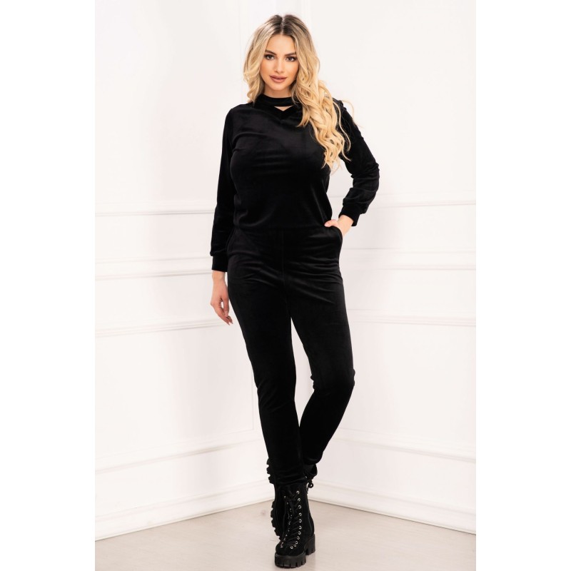 Trening Luna negru din catifea cu banda in jurul gatului By InPuff