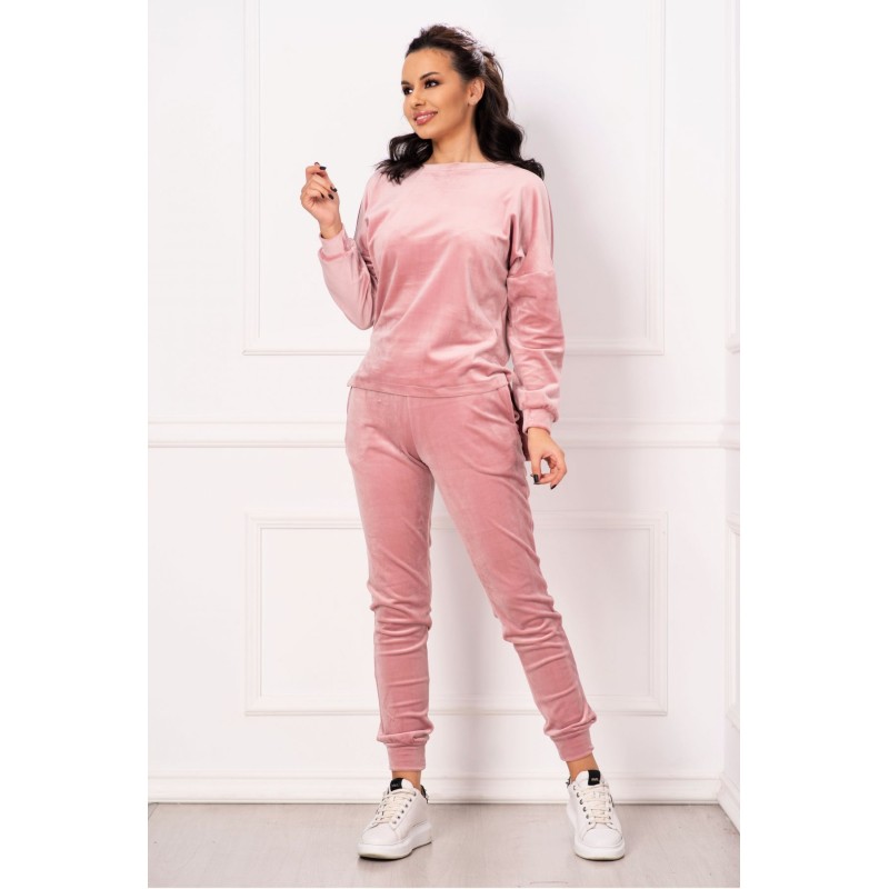 Trening asimetric din catifea Marina roz prafuit