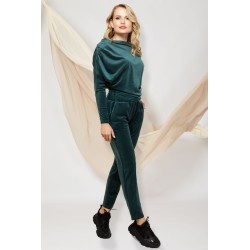 Trening Pretty Girl verde din catifea cu un umar gol