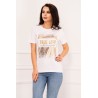 Tricou chic alb True Love cu aplicatii aurii