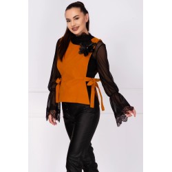 Vesta dama mustar cu floare 3D