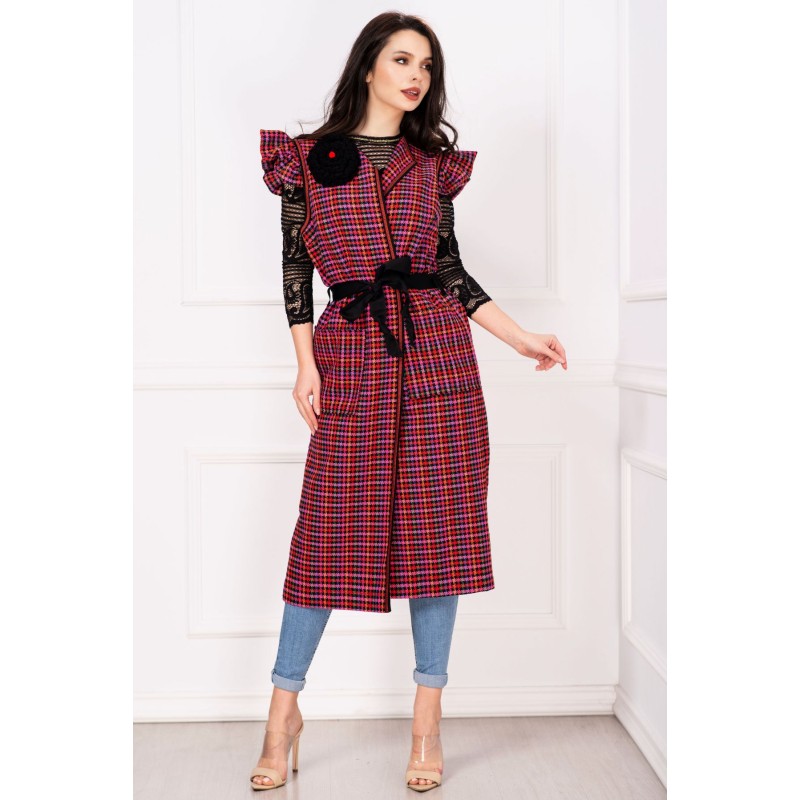 Vesta de primavara cu model geometric viu colorat