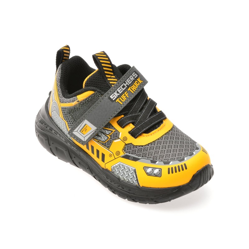 Pantofi sport SKECHERS galbeni, SKECH TRACKS, din material textil
